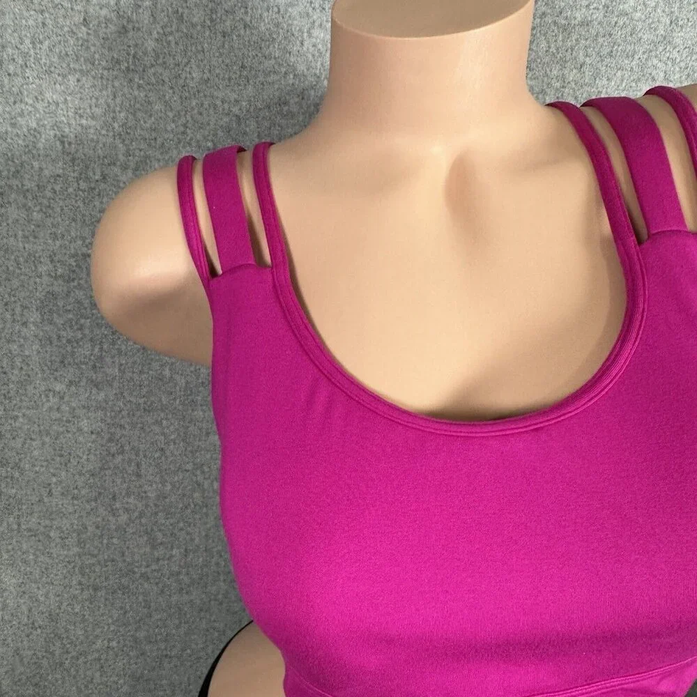 Victoria Sport Large Sports Bra Womens Pink Criss Cross Straps‎ Stretch Scoop